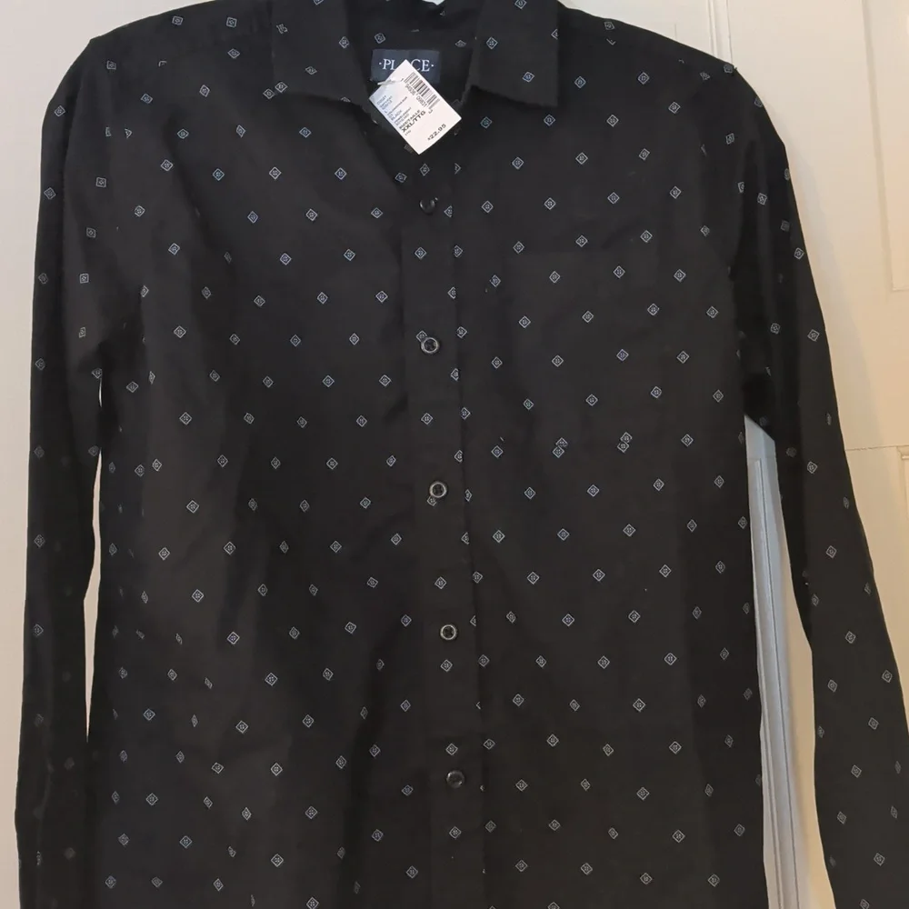 The Children's Place Navy Blue Button Down Diamond Pattern Shirt